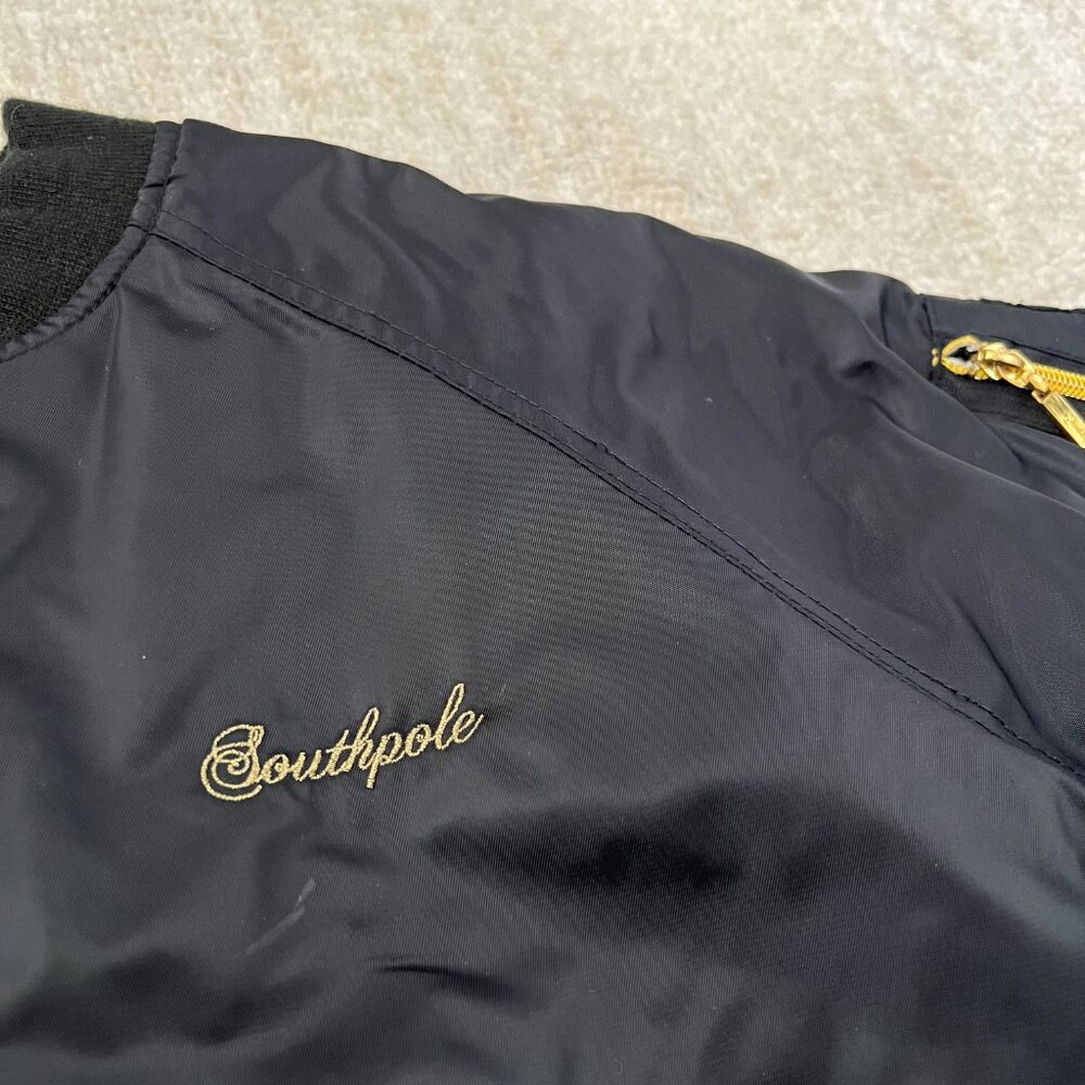 Y2K South Pole Zip Up Black Gold Bomber Jacket XL - Picture 10 of 14